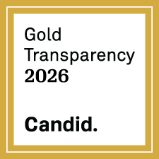 Gold Transparency 2026 badge from Candid, a white square with bold black text on a double gold border indicating high transparency.